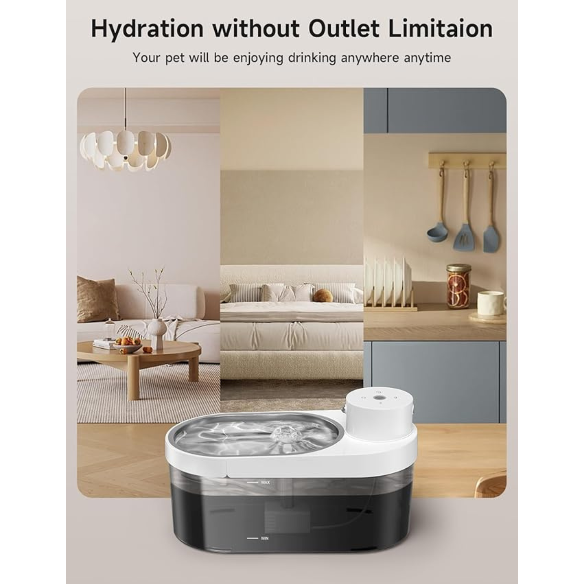 ePetz 4L Cordless & Rechargeable Sensor Pet Water Fountain