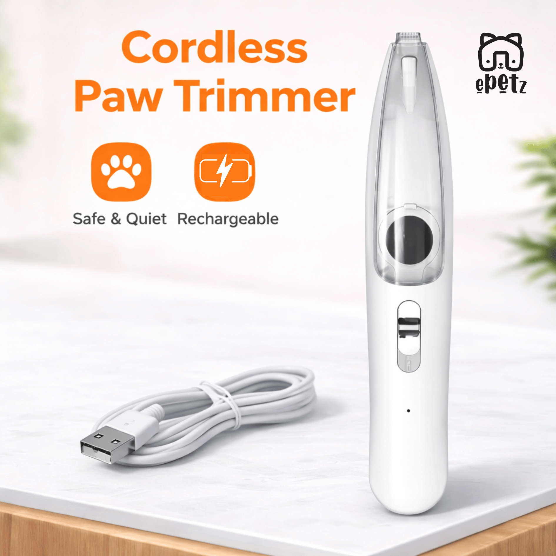 ePetz Rechargeable Mini Vacuum Paw Trimmer for Pet