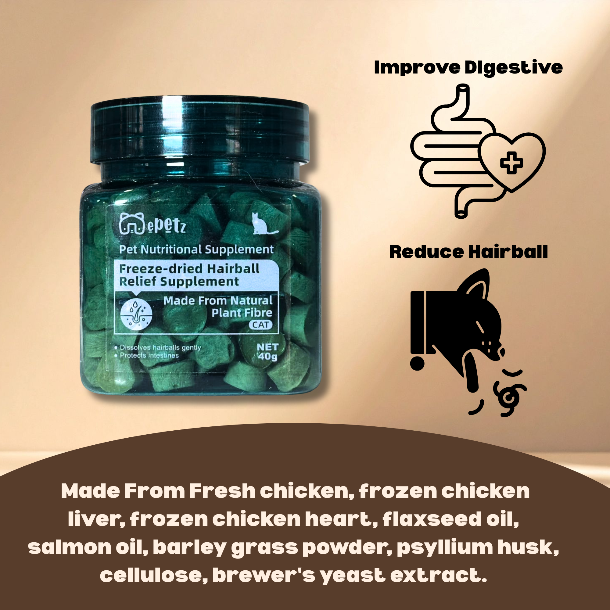 Freeze-dried Hairball Relief Supplement