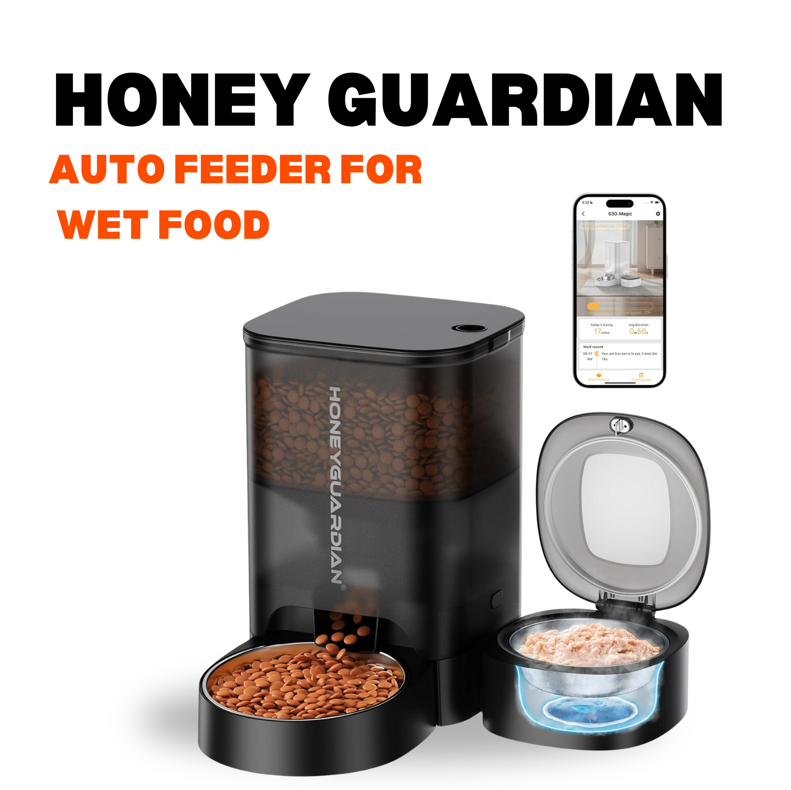HoneyGuardian 5G Automatic Cat Feeder for Wet Food with Apps Control
