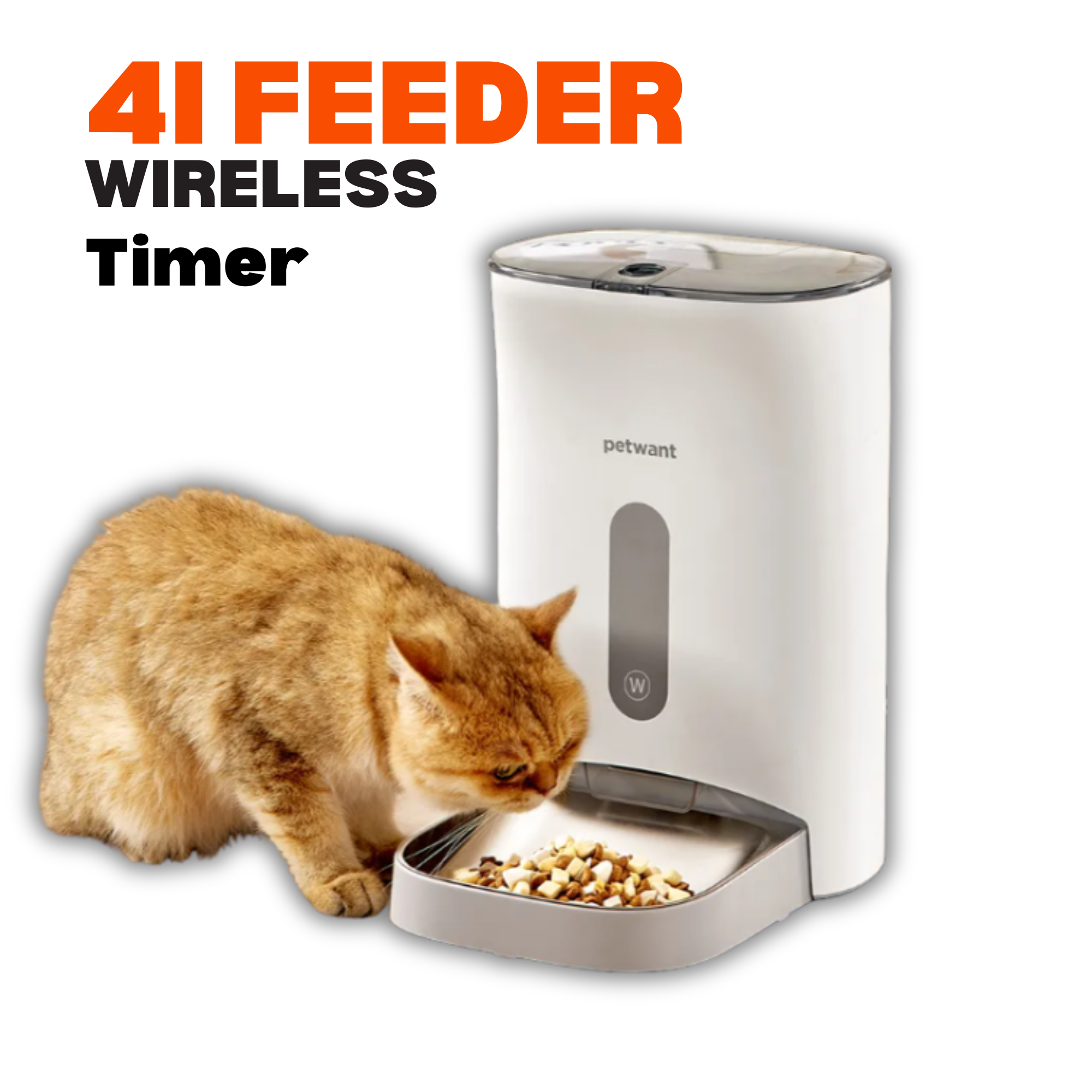 Petwant 4.5L Timer Automatic Cat Dog Feeder With Rechargeable Battery No App Food Dispenser