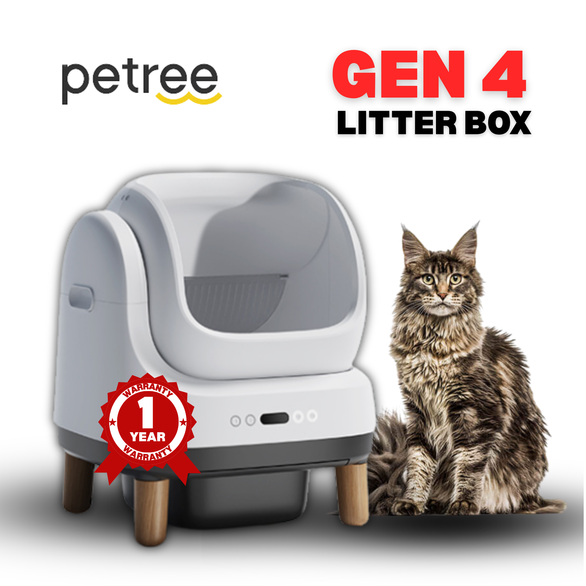 Petree Gen 4 Automatic Cat Litter Box with Weight Sensor