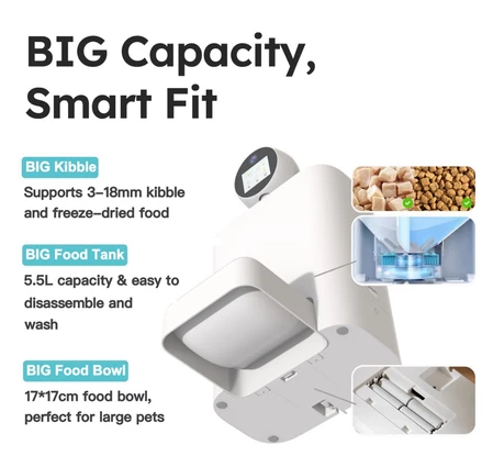 【NEW】ePetz 6L Smart AI Pet Feeder with App & 360° HD Camera – No Jamming Auto Dispenser | Mesin Makanan Kucing