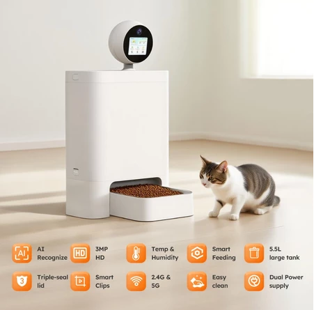 【NEW】ePetz 6L Smart AI Pet Feeder with App & 360° HD Camera – No Jamming Auto Dispenser | Mesin Makanan Kucing