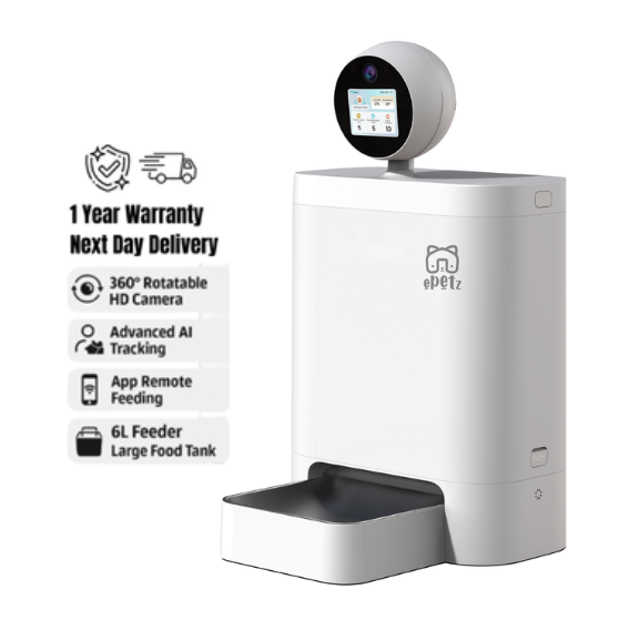 【NEW】ePetz 6L Smart AI Pet Feeder with App & 360° HD Camera – No Jamming Auto Dispenser | Mesin Makanan Kucing