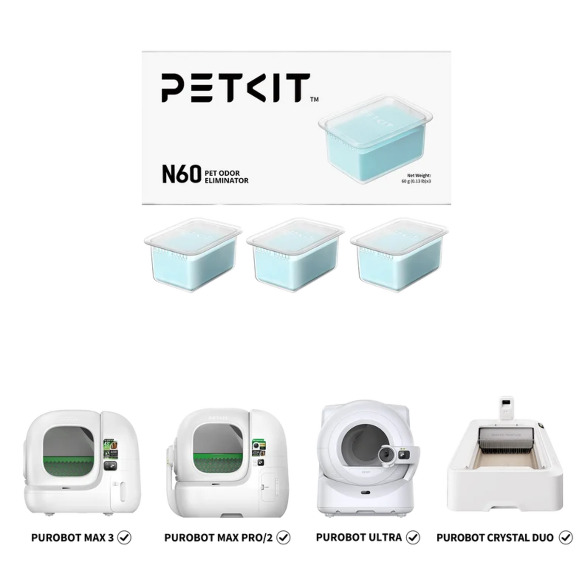 PETKIT N60 Pet Odor Control for Purobot Ultra and Purobot Max Pro Self-Cleaning Cat Litter Box