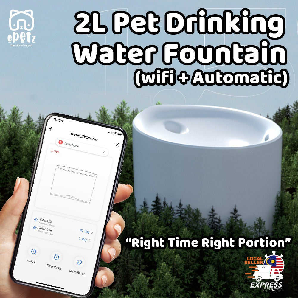 2L WIFI App Control Bekas Minuman Kucing Water Fountain Super Quiet Pet Cat Dog Water Dispenser