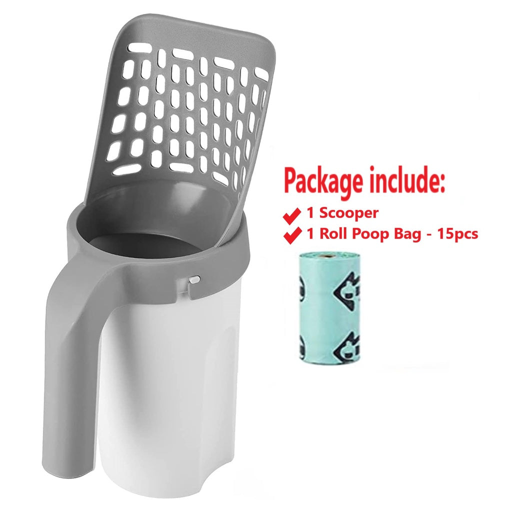 Premium Cat Litter Scoop Upgraded 2 in 1 Shovel with Built-In Waste Bin Scope Pasir Kucing
