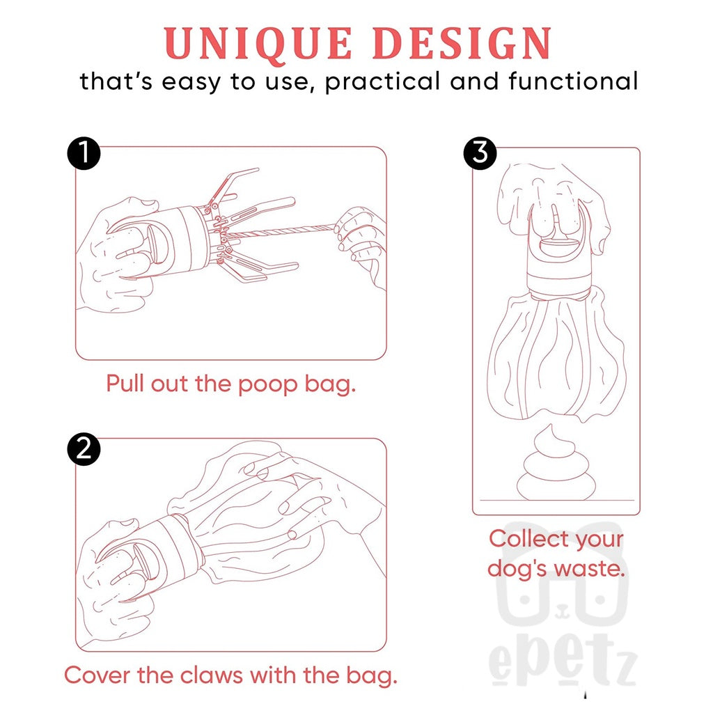 [ Ready Stock ] ePetz Portable POOPER SCOOPER Pet Small Dog Cat Poop Scoop Bag Pick Up Animal Feces Waste Outdoor Clean