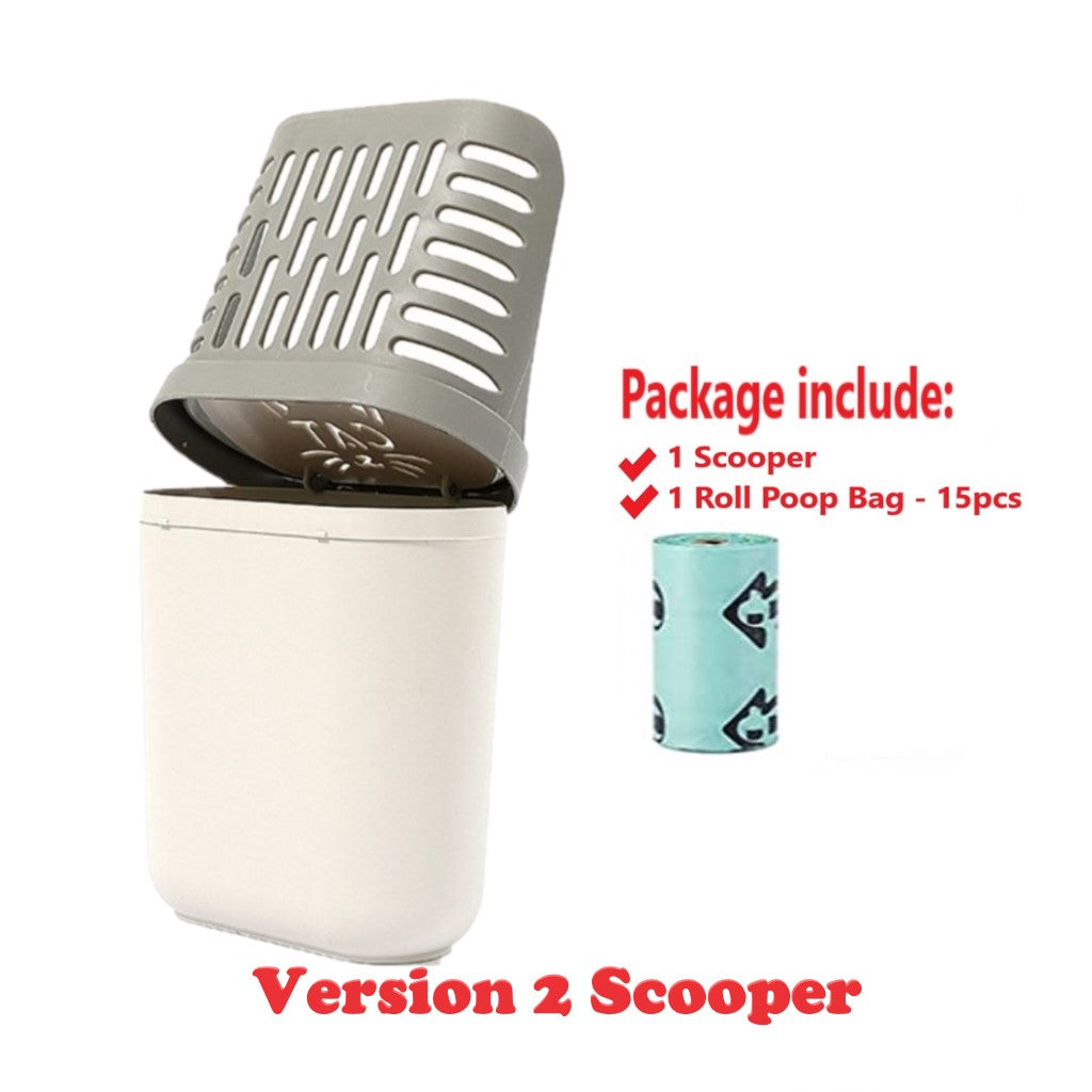 Premium Cat Litter Scoop Upgraded 2 in 1 Shovel with Built-In Waste Bin Scope Pasir Kucing