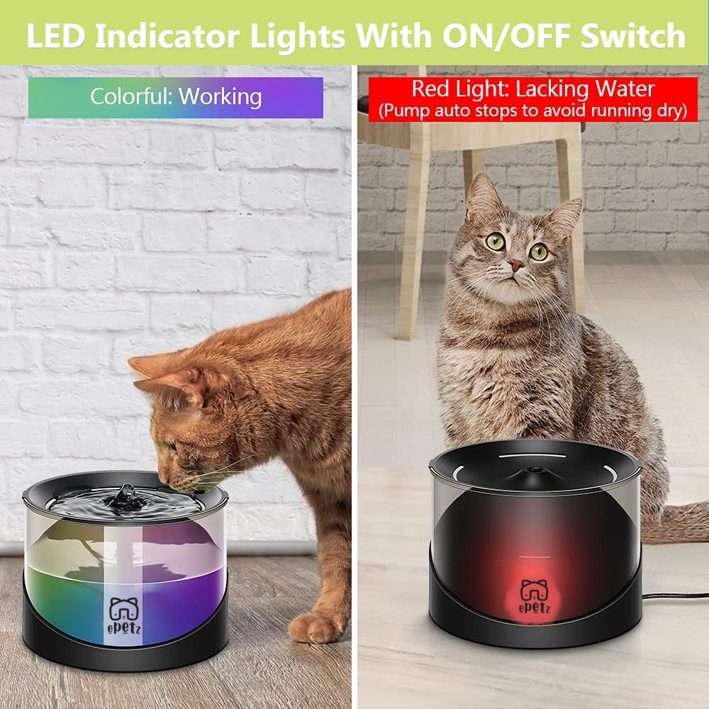 2.2L Drinking Fountain for Dogs/Cats LED Indicator