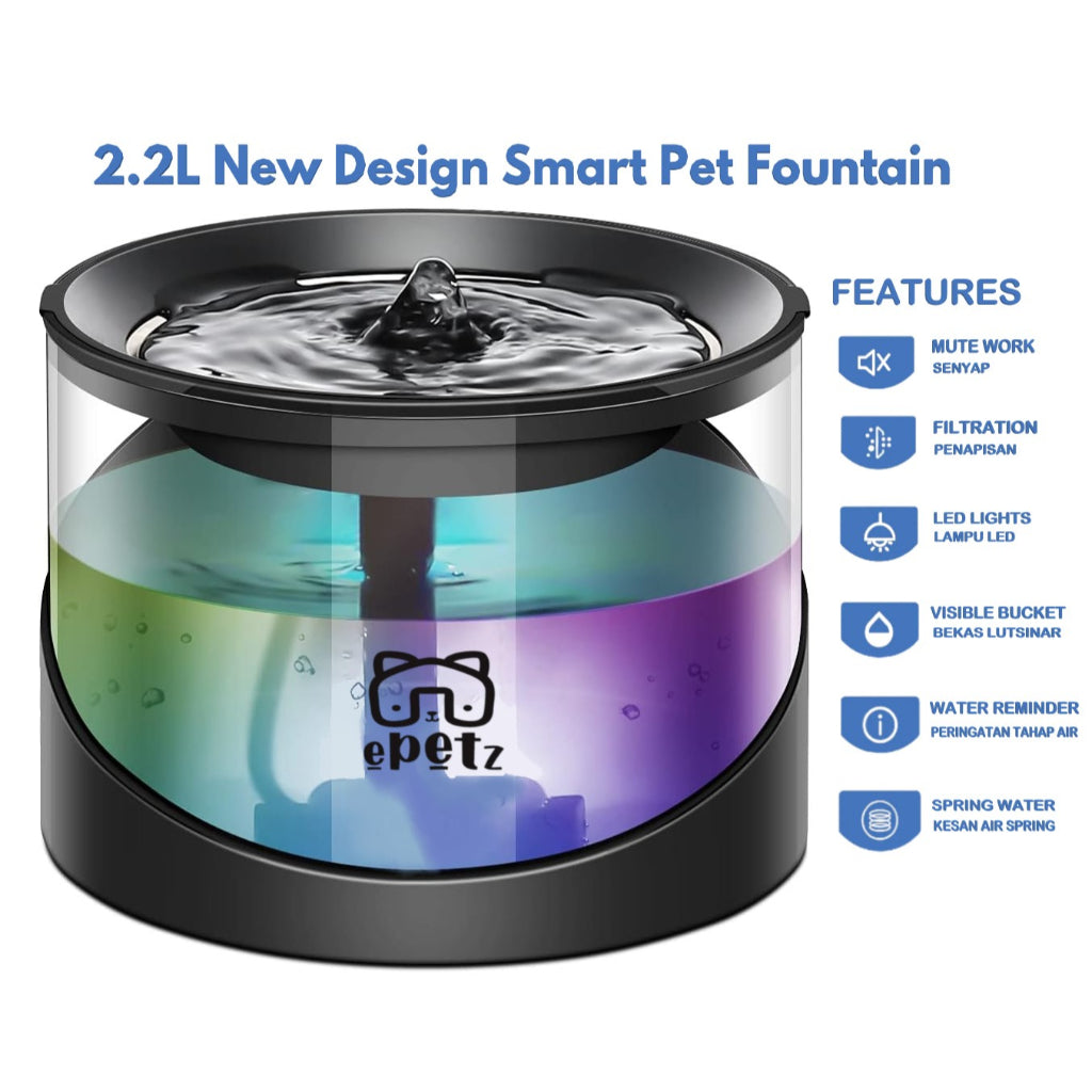 2L WIFI App Control Bekas Minuman Kucing Water Fountain Super Quiet Pet Cat Dog Water Dispenser