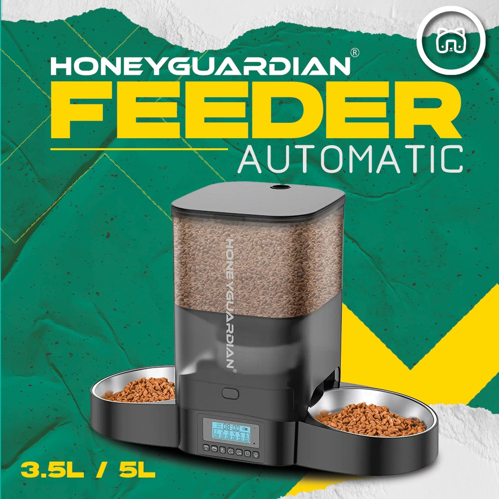 3.5L 5L Honey Guardian Smart Automatic Pet Feeder Dispenser Bekas Tempat Makan Kucing Automatik