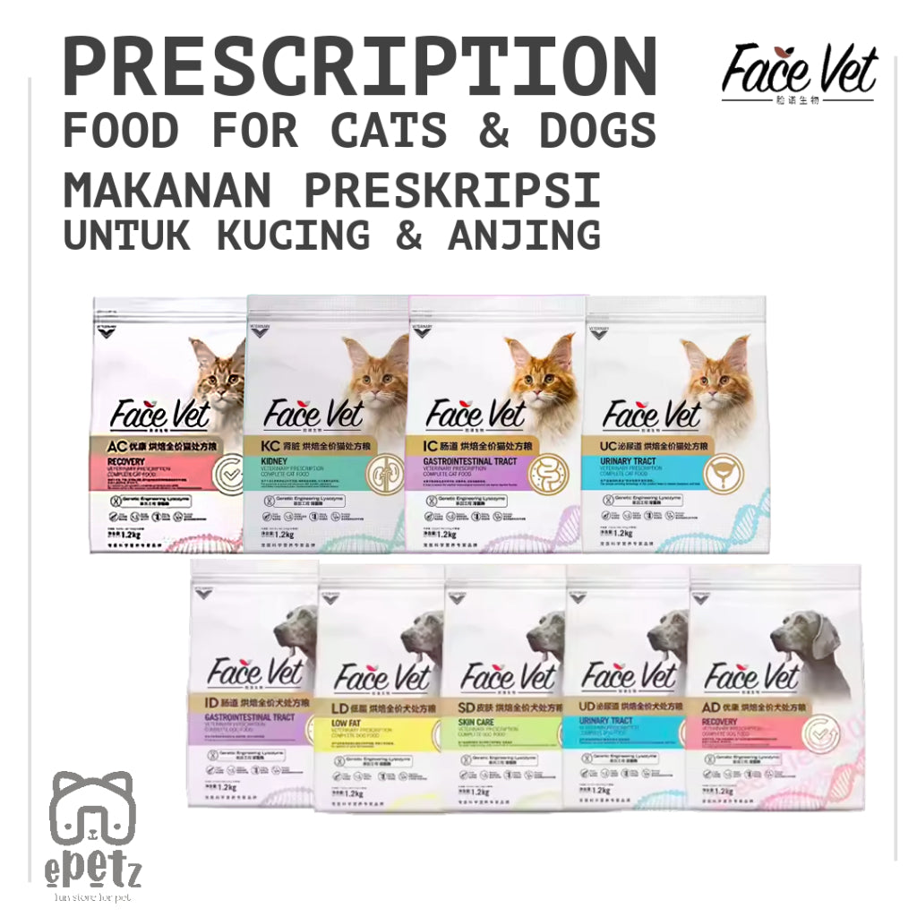 FaceVet Complete Prescription Food (Kibble) Cats and Dogs FaceVet Makanan Preskripsi (Kibble) untuk Kucing dan Anjing