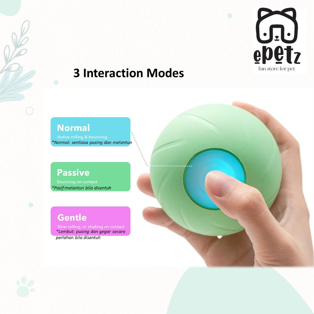 Smart Automatic Interactive Cat Dog Toys Cheerble Wicked Ball PE Cats Dogs Toys Mainan Bola Kucing Anjing Automatik