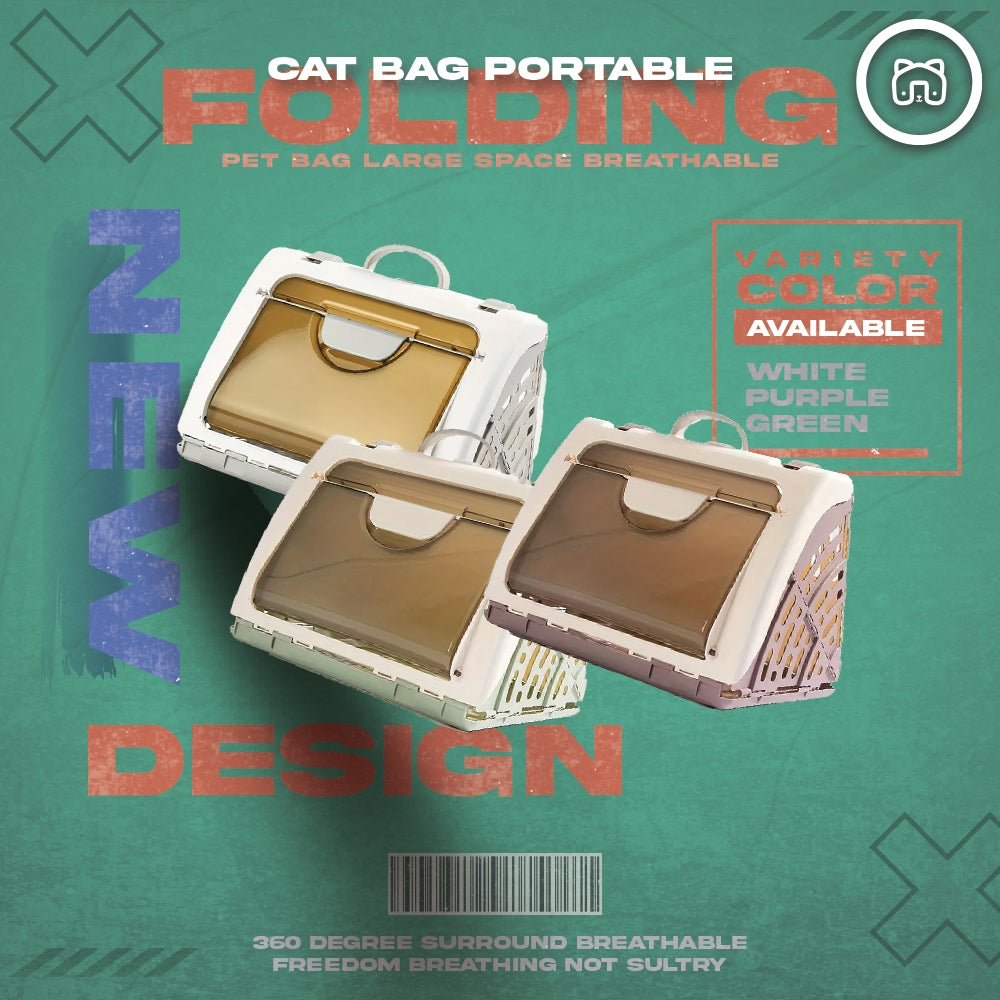 Cat Bag Portable Folding Pet Bag Large Space Breathable Travel Bag Portable Large Space Cat Carrier