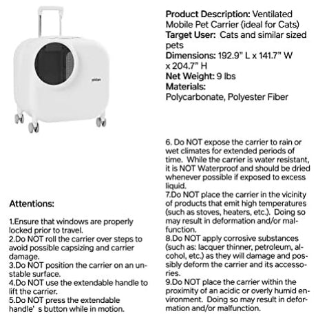 PIDAN Pet Luggage, Large Pet Suitcase for Cat and Small Dog