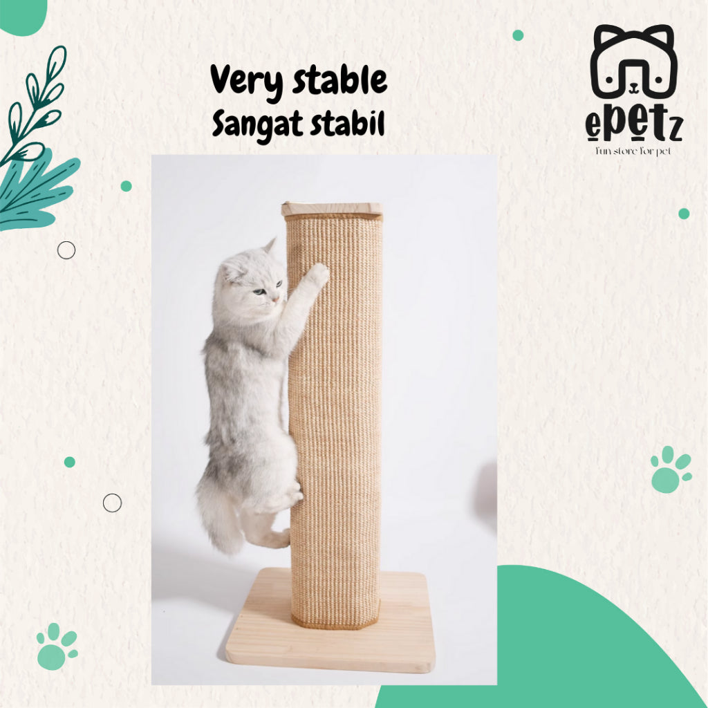 ePetz Solid Wood Sisal Cat Scratcher Replacable Mat Kayu Kuat Teempat Pencakar Kucing Tkar Boleh Ganti