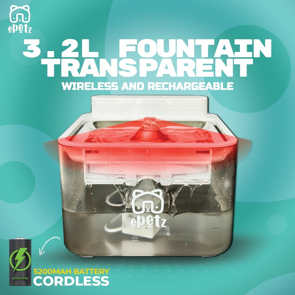 ePetz 3.2L Wireless & Rechargeable Pet Water Fountain