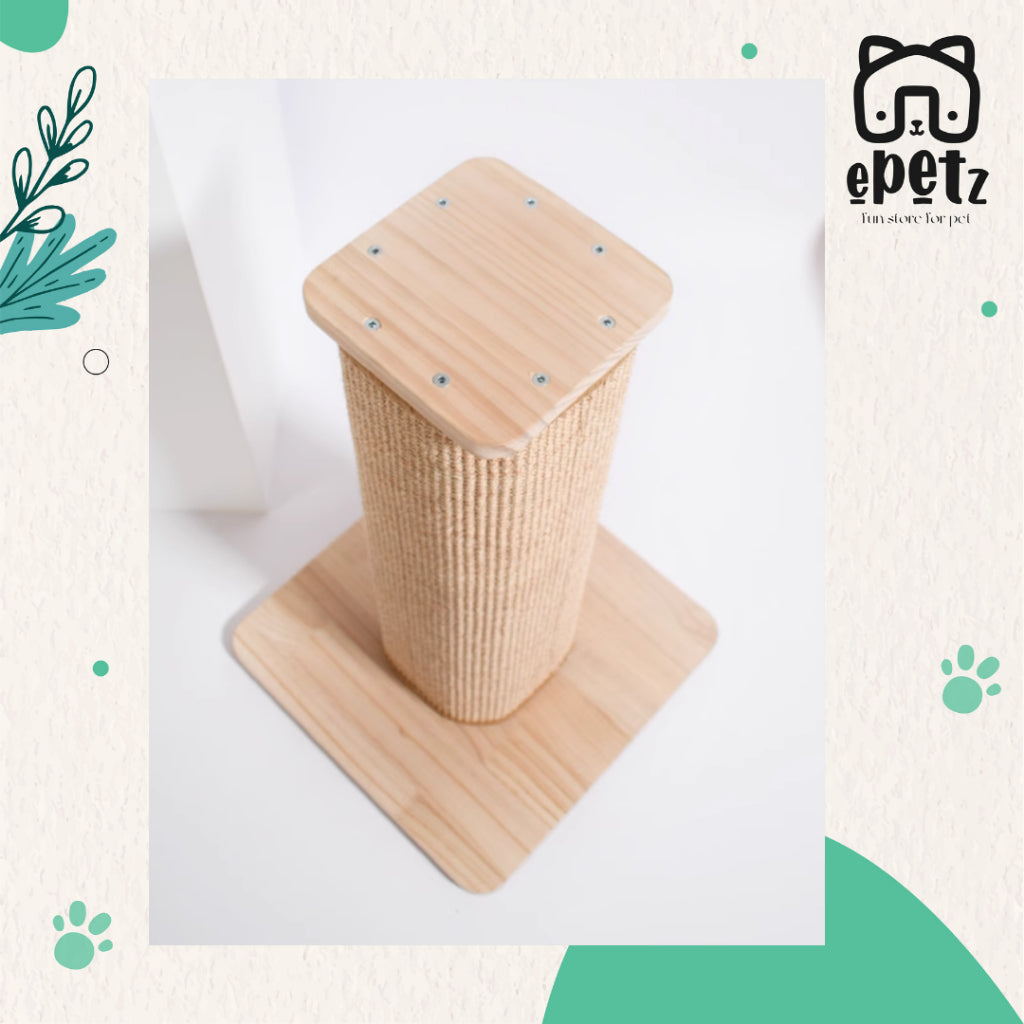 ePetz Solid Wood Sisal Cat Scratcher Replacable Mat Kayu Kuat Teempat Pencakar Kucing Tkar Boleh Ganti