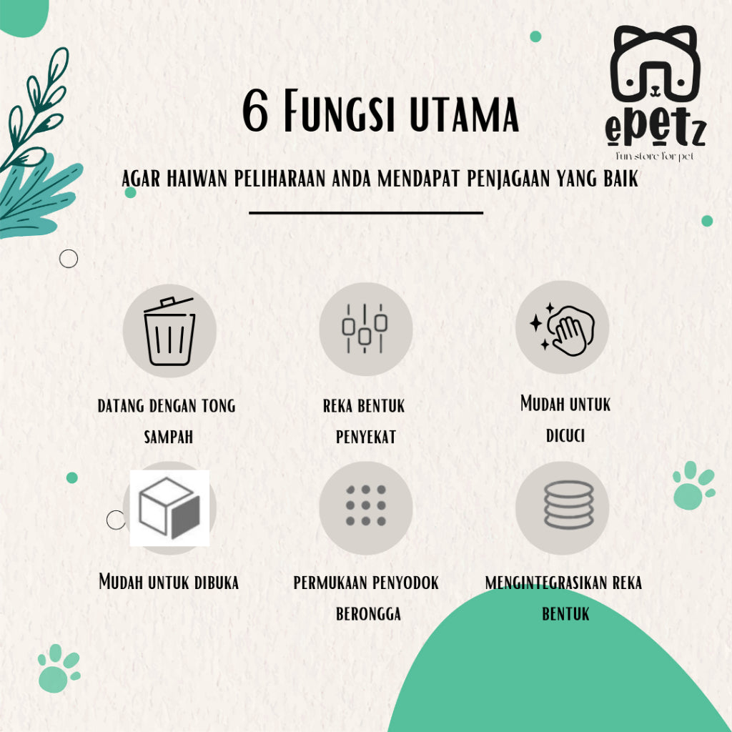 Premium Cat Litter Scoop Upgraded 2 in 1 Shovel with Built-In Waste Bin Scope Pasir Kucing