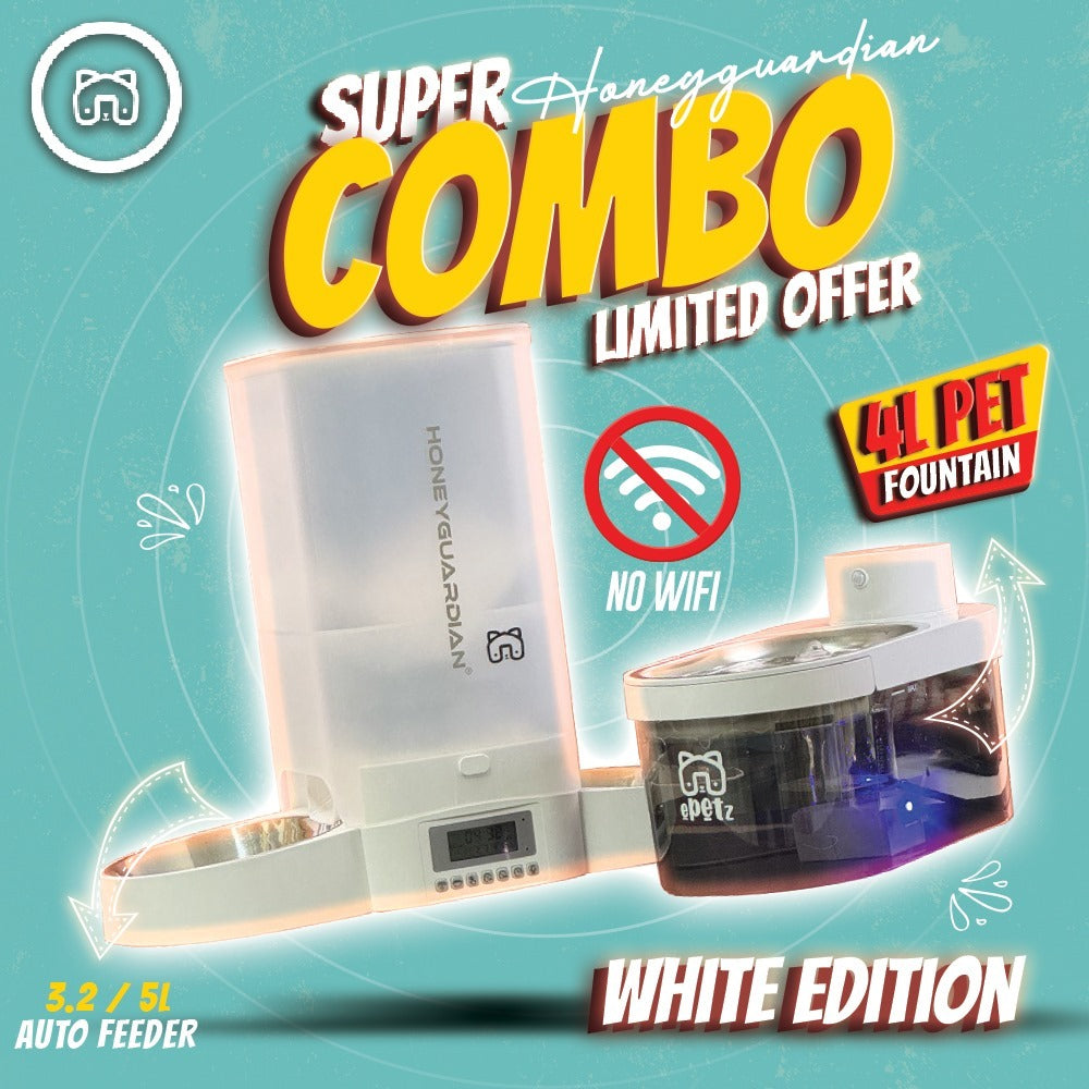 3.5L 5L Honey Guardian Smart Automatic Pet Feeder Dispenser Bekas Tempat Makan Kucing Automatik