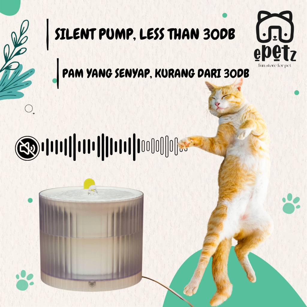 ePetz 1.8L Automatic Water Fountain for Cats and Small Dogs, 1.8L Bekas Minuman Kucing Automatik Kucing dan Anjing