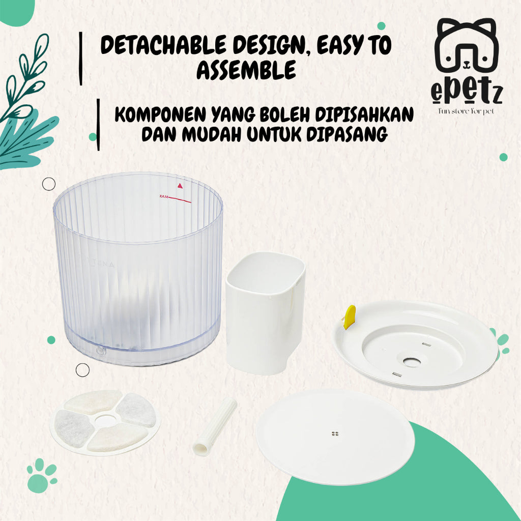 ePetz 1.8L Automatic Water Fountain for Cats and Small Dogs, 1.8L Bekas Minuman Kucing Automatik Kucing dan Anjing