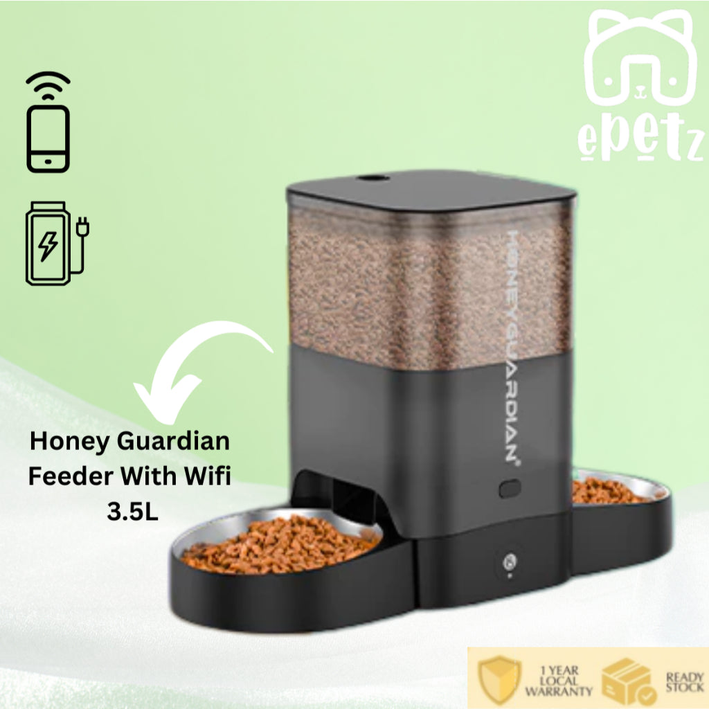 3.5L 5L Honey Guardian Smart Automatic Pet Feeder Dispenser Bekas Tempat Makan Kucing Automatik