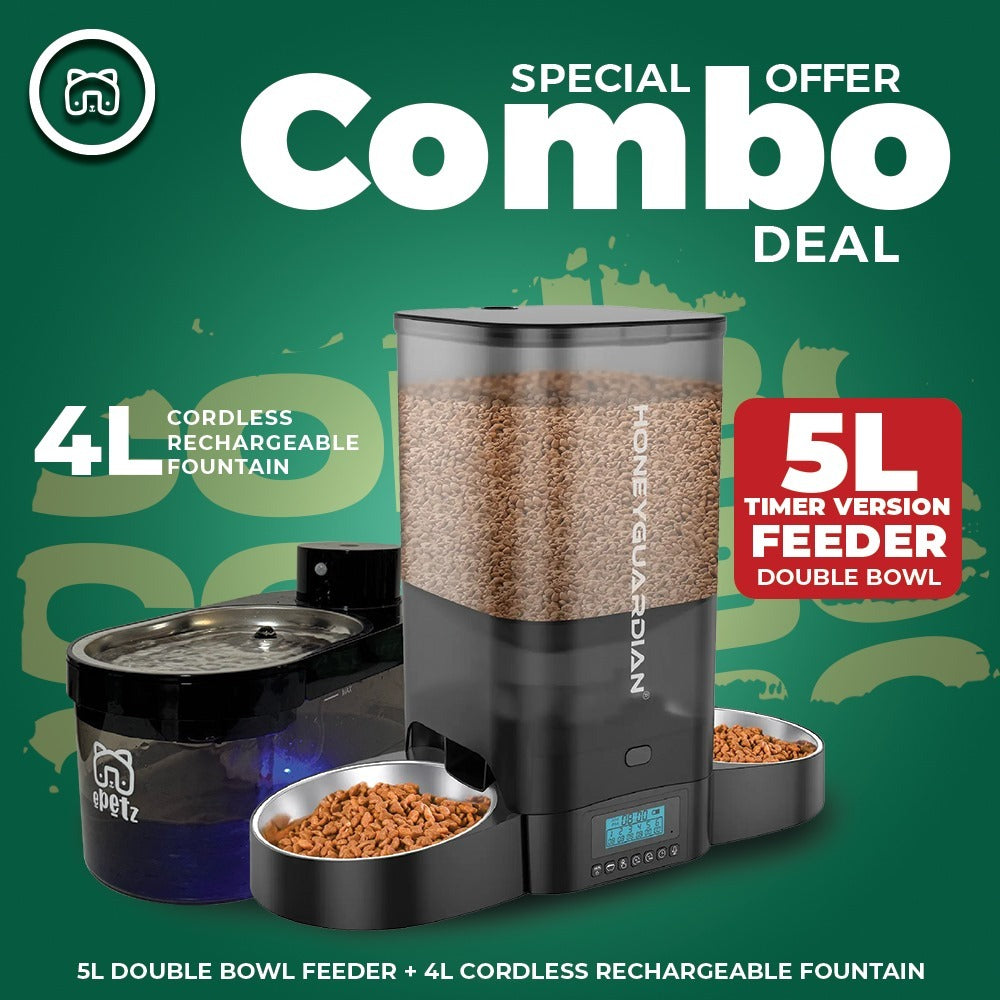 3.5L 5L Honey Guardian Smart Automatic Pet Feeder Dispenser Bekas Tempat Makan Kucing Automatik