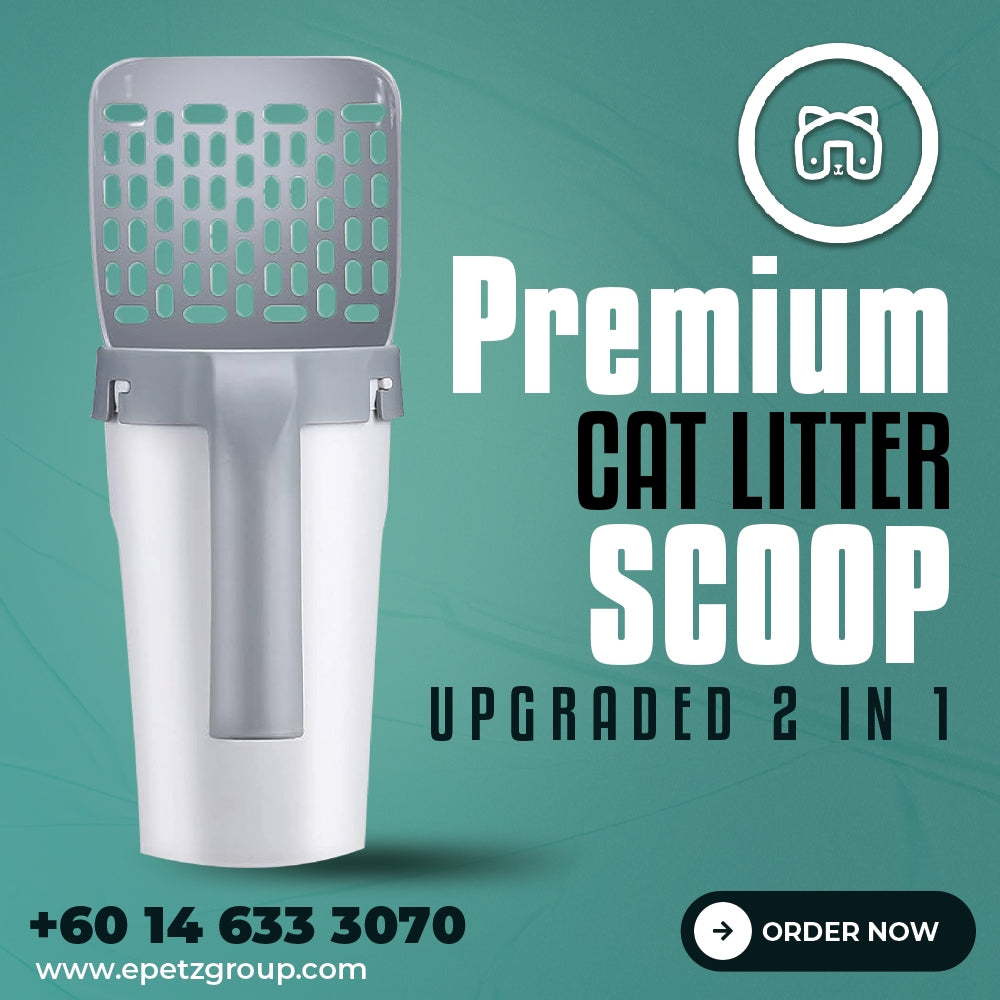 Premium Cat Litter Scoop Upgraded 2 in 1 Shovel with Built-In Waste Bin Scope Pasir Kucing