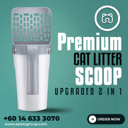 Premium Cat Litter Scoop Upgraded 2 in 1 Shovel with Built-In Waste Bin Scope Pasir Kucing