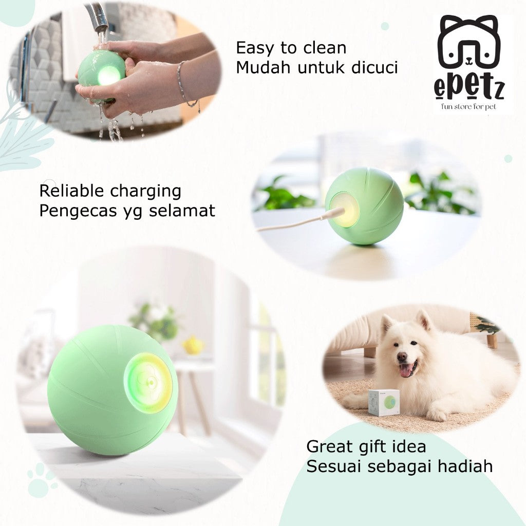 Smart Automatic Interactive Cat Dog Toys Cheerble Wicked Ball PE Cats Dogs Toys Mainan Bola Kucing Anjing Automatik