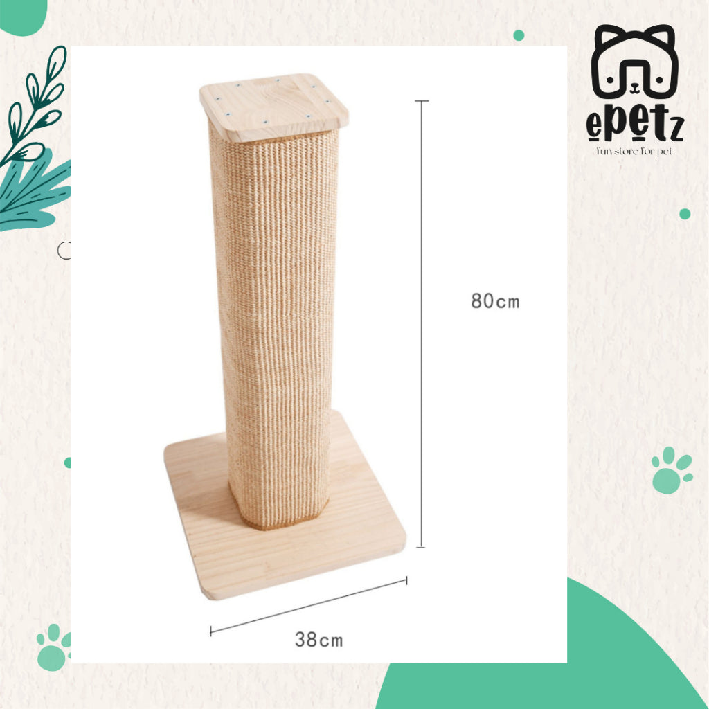 ePetz Solid Wood Sisal Cat Scratcher Replacable Mat Kayu Kuat Teempat Pencakar Kucing Tkar Boleh Ganti