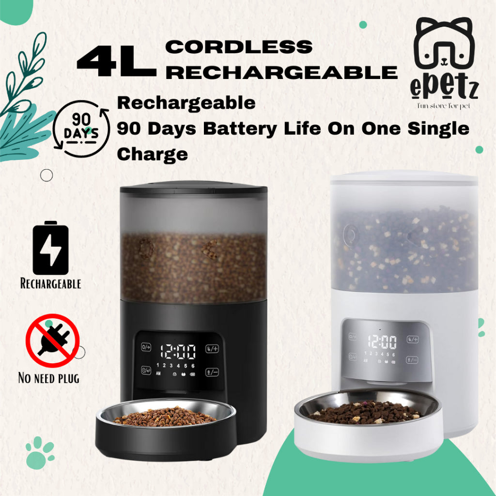 4L Cordless Rechargeable Automatic Pet Feeder