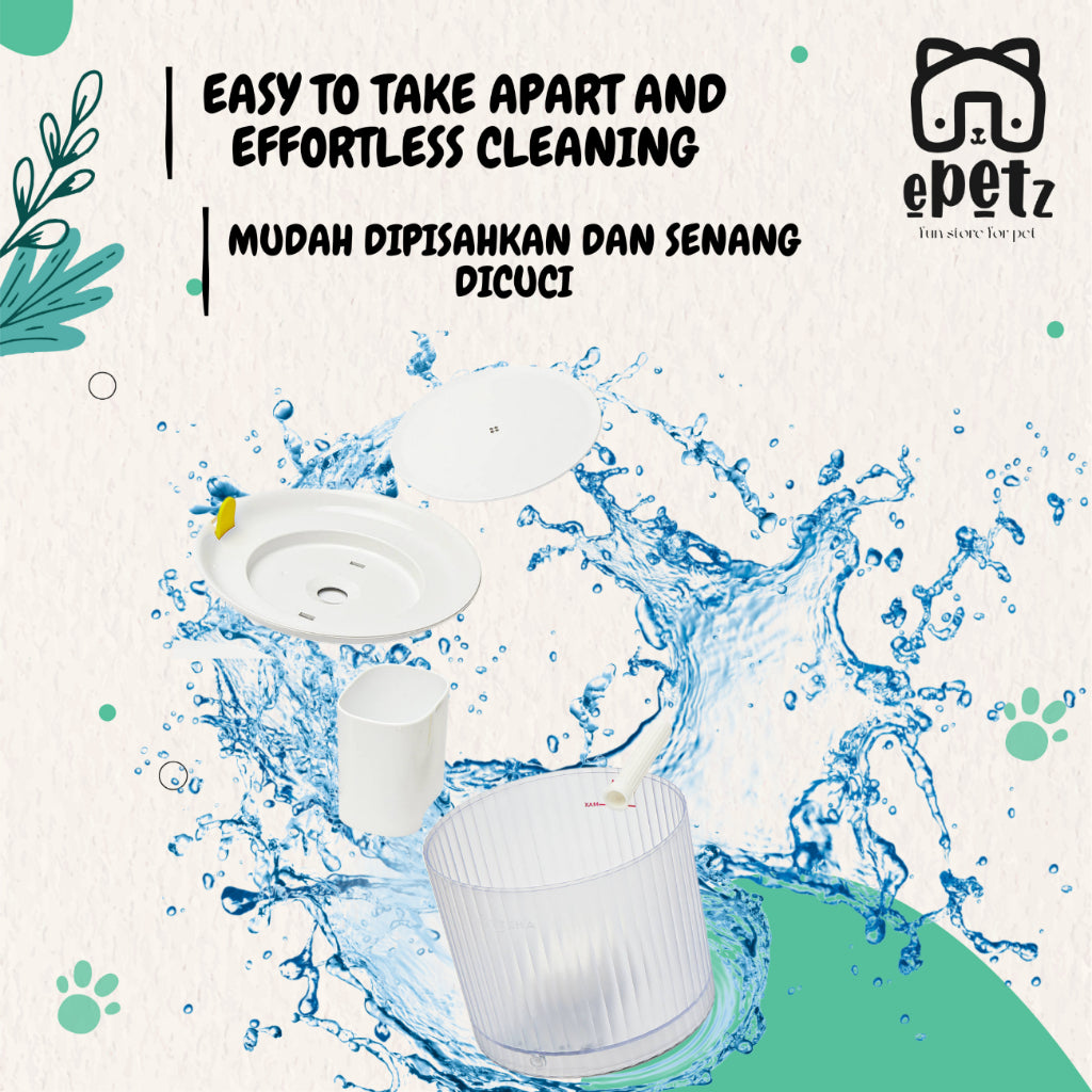 ePetz 1.8L Automatic Water Fountain for Cats and Small Dogs, 1.8L Bekas Minuman Kucing Automatik Kucing dan Anjing