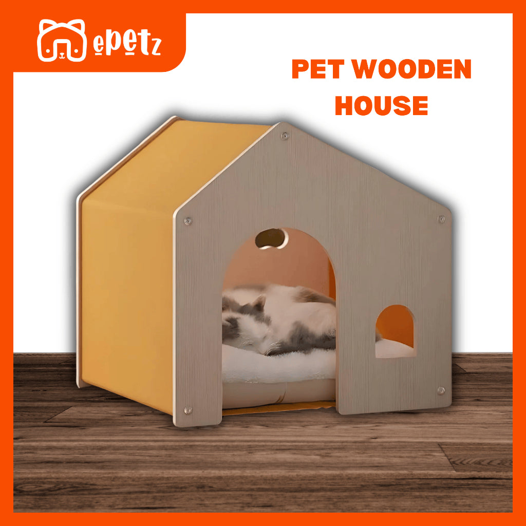 ePetz Wooden Pet House for Cats & Dogs | Eco-Friendly Indoor Solid Wood Tent | Stylish Pet Furniture