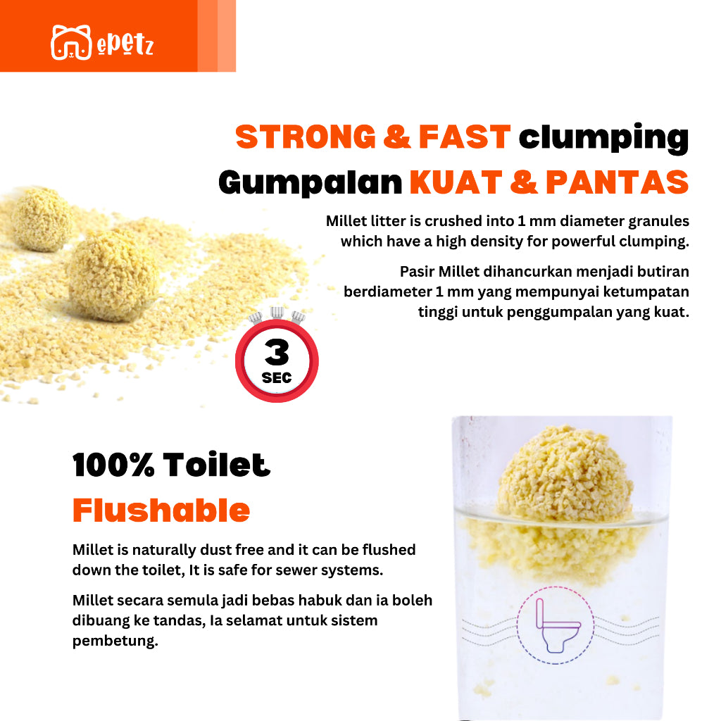 ePetz Crushed Millet Cat Litter