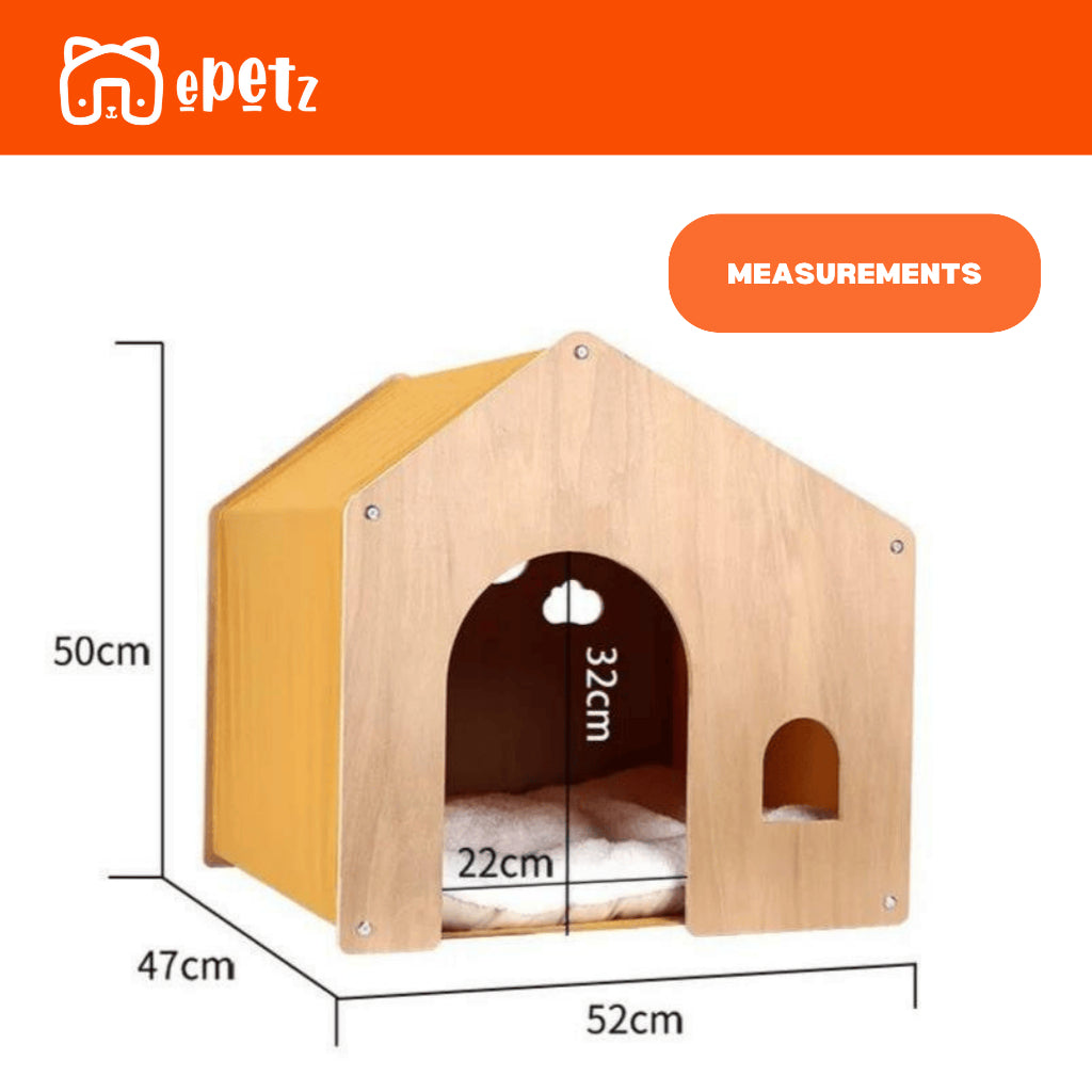 ePetz Wooden Pet House for Cats & Dogs | Eco-Friendly Indoor Solid Wood Tent | Stylish Pet Furniture