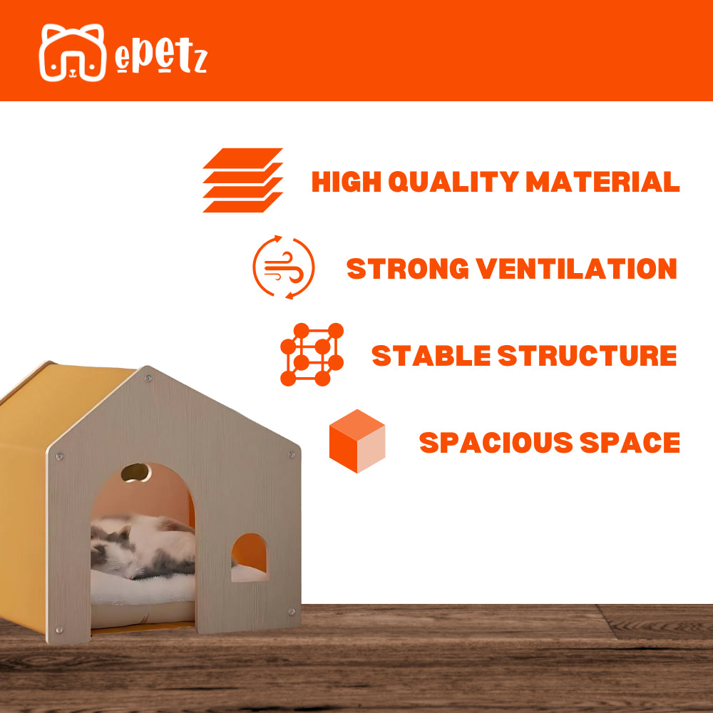 ePetz Wooden Pet House for Cats & Dogs | Eco-Friendly Indoor Solid Wood Tent | Stylish Pet Furniture