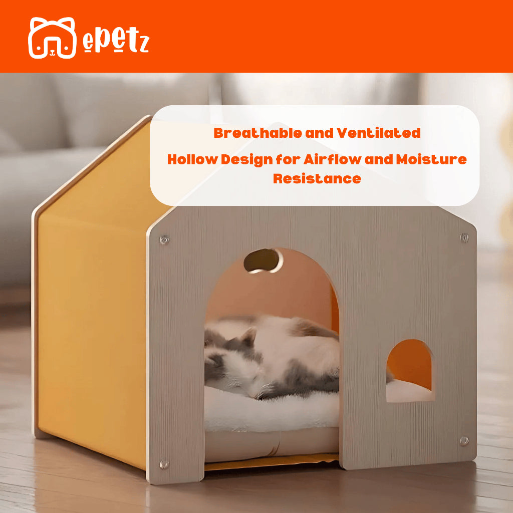 ePetz Wooden Pet House for Cats & Dogs | Eco-Friendly Indoor Solid Wood Tent | Stylish Pet Furniture