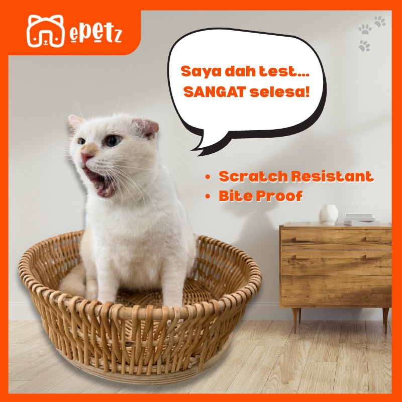 【2025 NEW】ePetz Rattan Cat Basket | Pet Furniture Bed