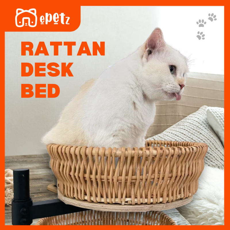 【2025 NEW】ePetz Rattan Cat Basket | Pet Furniture Bed