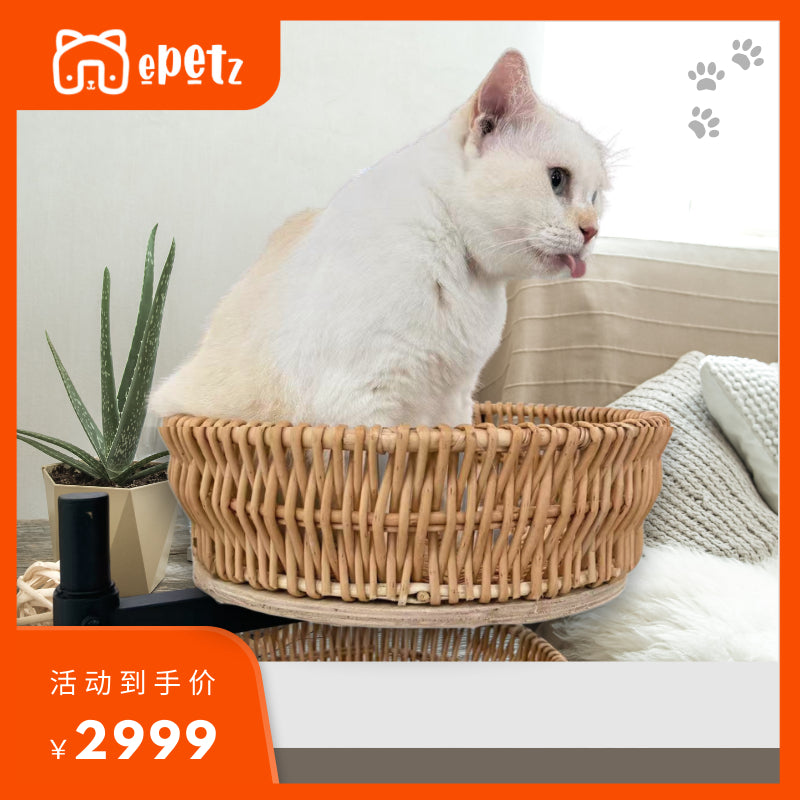 【2025 NEW】ePetz Rattan Cat Basket | Pet Furniture Bed