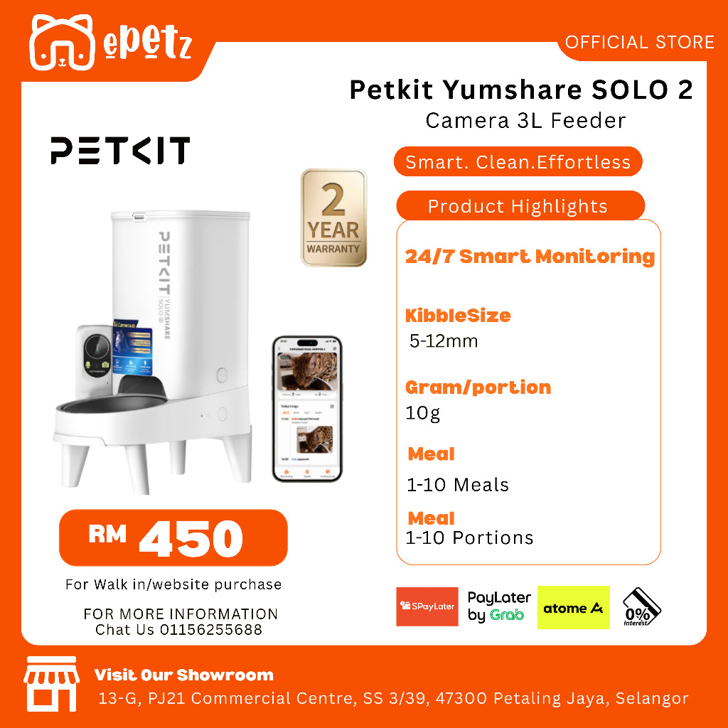 ePetz PETKIT Yumshare Solo 2 Automatic Pet Feeder w/ Camera | Bekas Makanan Haiwan Automatik